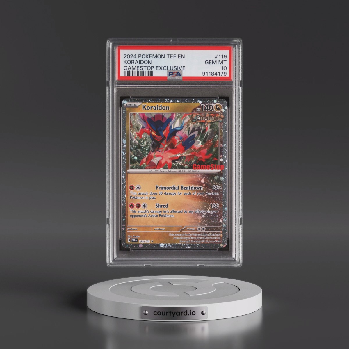 2024 Pokémon Tef EN-Temporal Forces #119 Koraidon - Gamestop Exclusive (PSA 10 GEM MINT)