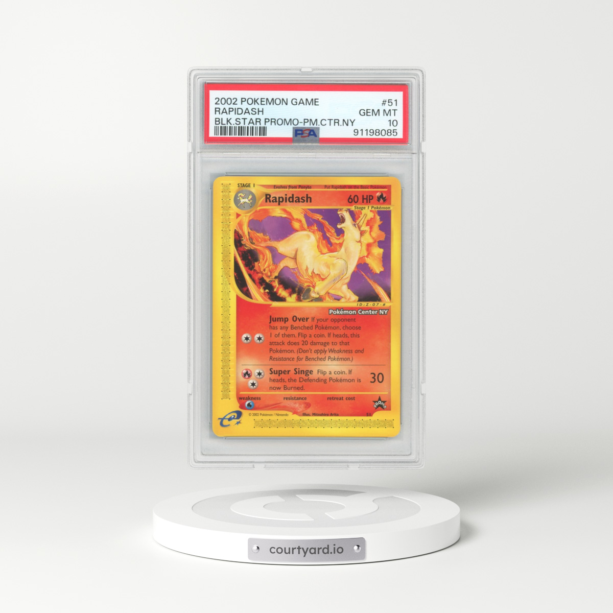 2002 Pokémon Game Promo #51 Rapidash - Black Star-Pokemon Center NY (PSA 10 GEM MINT)