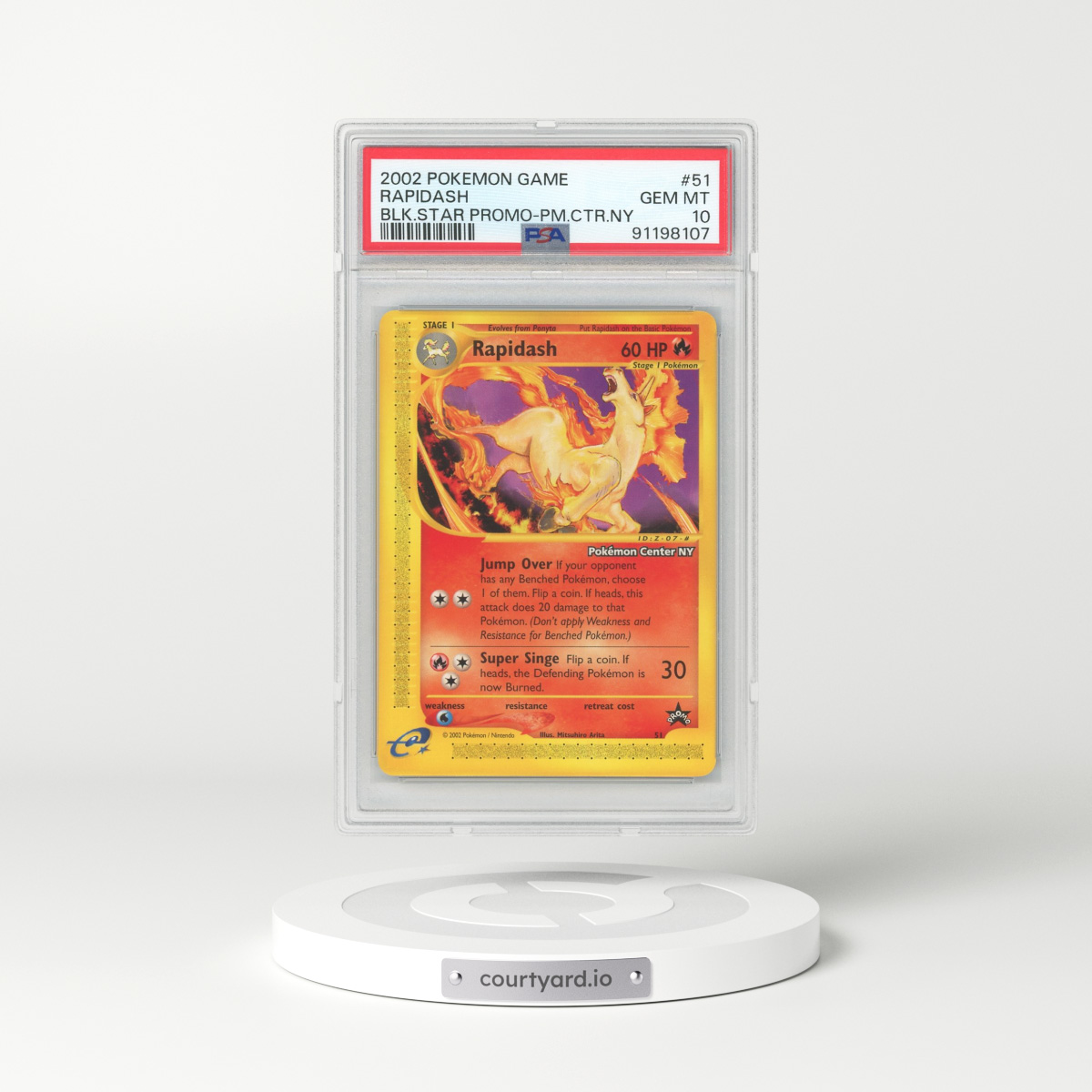 2002 Pokémon Game Promo #51 Rapidash - Black Star-Pokemon Center NY (PSA 10 GEM MINT)
