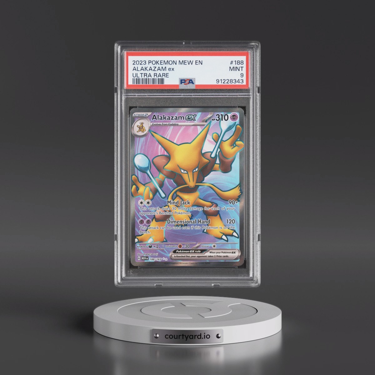 2023 Pokémon Mew EN-151 #188 Alakazam EX - Holo Ultra Rare (PSA 9 MINT)