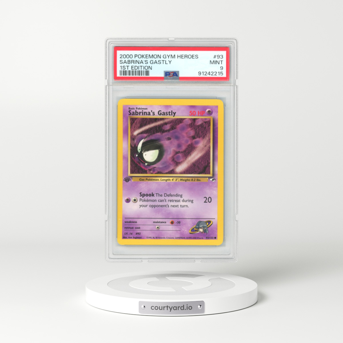 2000 Gym Heroes #93 Sabrina's Gastly (PSA 9 MINT)