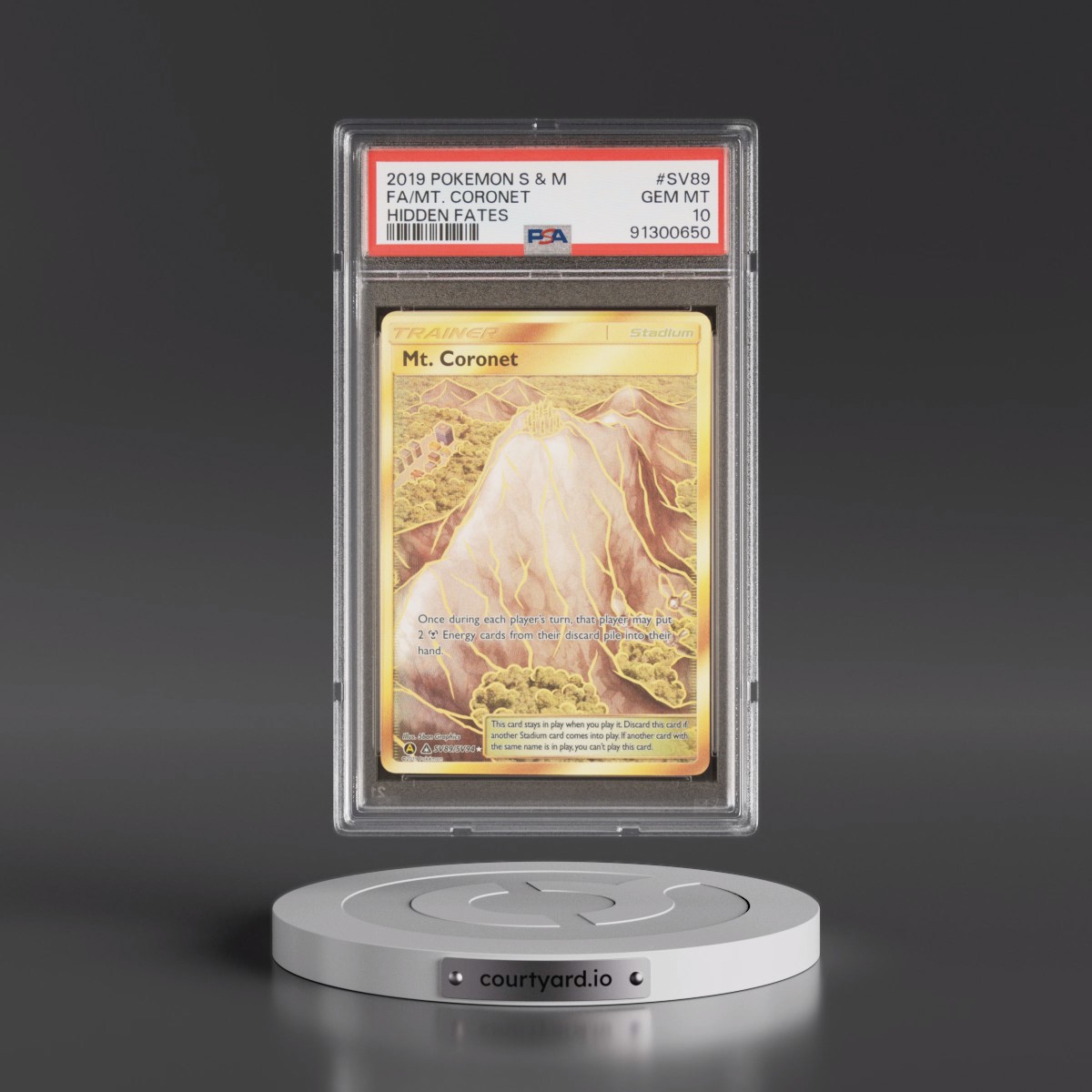 2019 Pokémon Sun & Moon Hidden Fates #SV89 MT. Coronet - Full Art (PSA 10 GEM MINT)