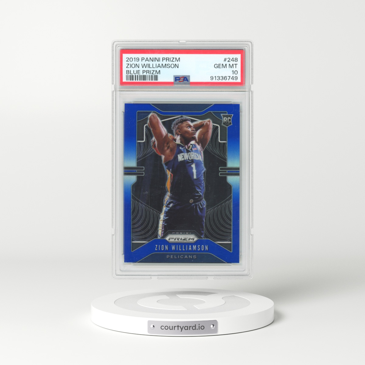 2019 Panini Prizm #248 Zion Williamson - Blue Prizm (PSA 10 GEM MINT)