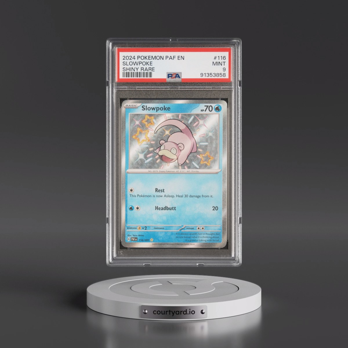 2024 Pokémon Paf EN-Paldean Fates #116 Slowpoke - Shiny Rare (PSA 9 MINT)