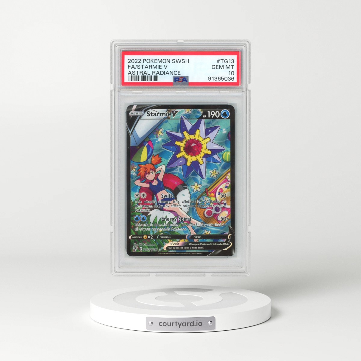 2022 Pokémon Sword & Shield Astral Radiance #TG13 Starmie V - Holo Full Art (PSA 10 GEM MINT)