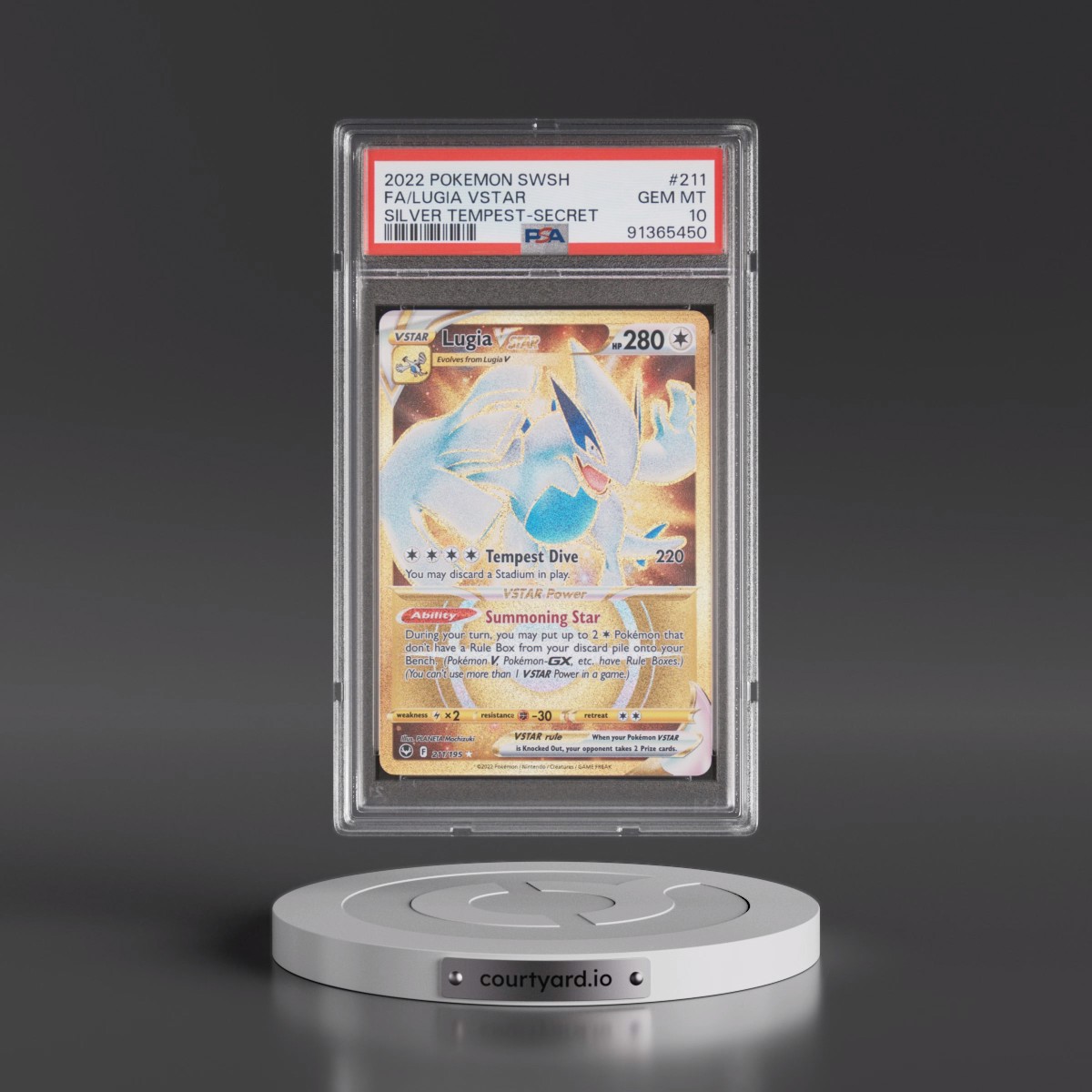 2022 Pokémon Sword & Shield Silver Tempest #211 Lugia Vstar - Full Art Secret (PSA 10 GEM MINT)