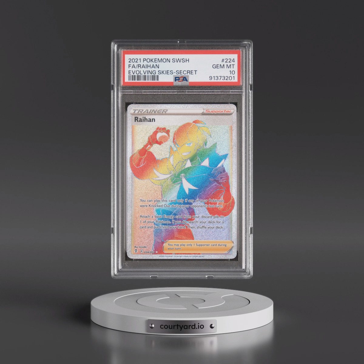 2021 Pokémon Sword & Shield Evolving Skies #224 Raihan - Full Art Secret (PSA 10 GEM MINT)