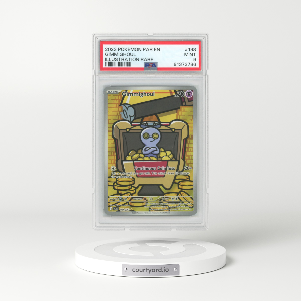 2023 Pokémon Par EN-Paradox Rift #198 Gimmighoul (PSA 9 MINT)