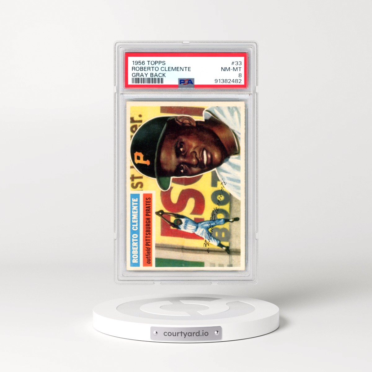 1956 Topps #33 Roberto Clemente - Gray Back (PSA 8 NM-MT)