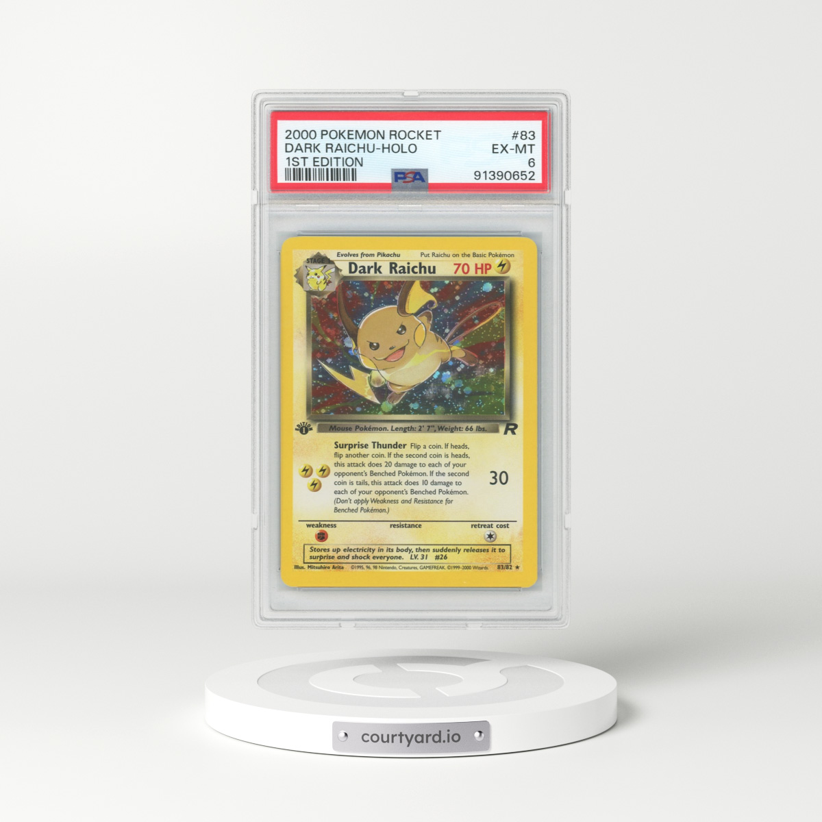 2000 Team Rocket #83 Dark Raichu - 1st Edition Holo (PSA 6 EX-MT)
