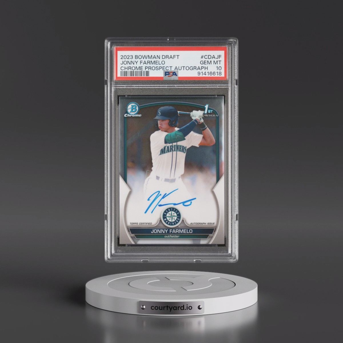 2023 Bowman Draft Chrome Prospect Autograph #CDAJF Jonny Farmelo (PSA 10 GEM MINT)
