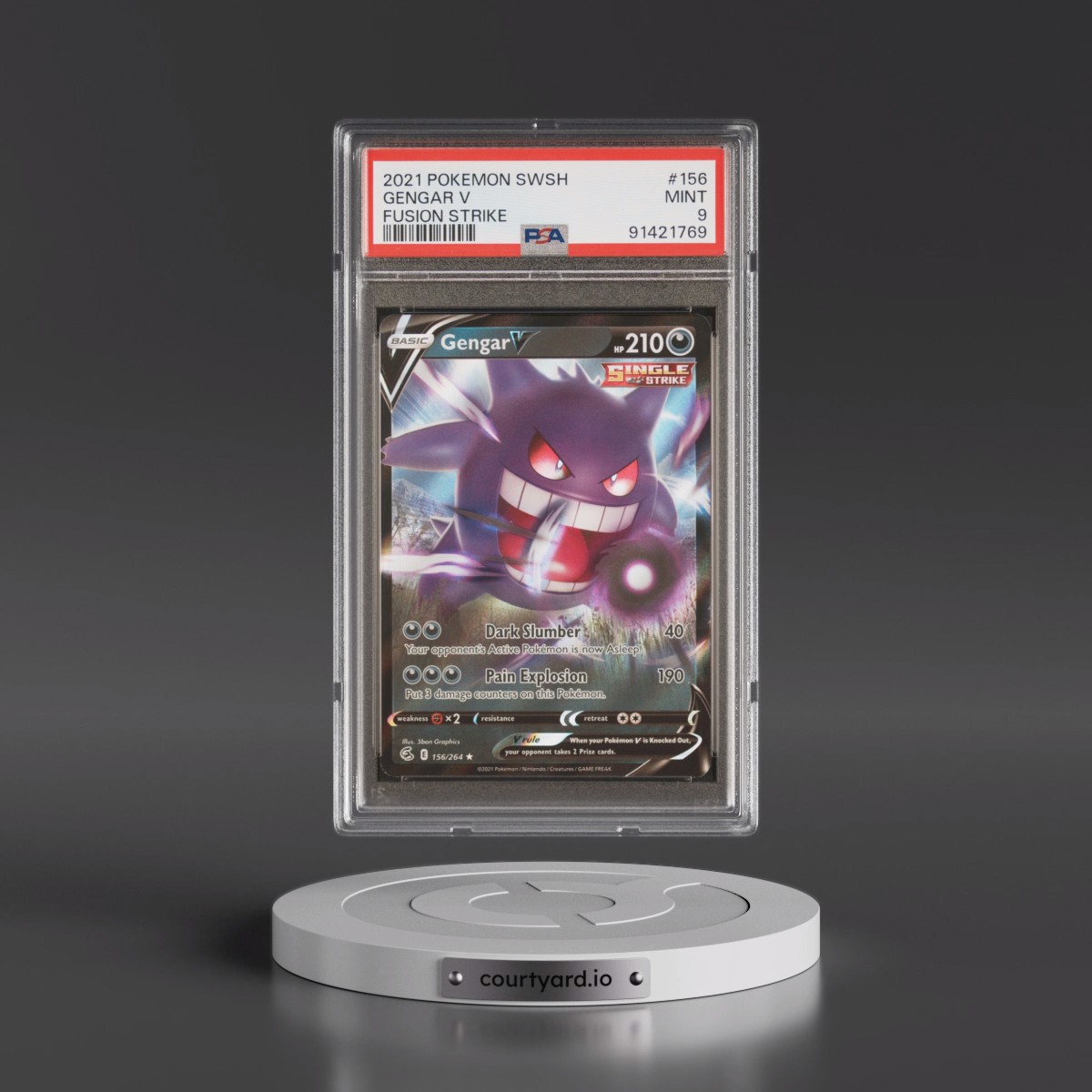 2021 Pokémon Sword & Shield Fusion Strike #156 Gengar V - Holo (PSA 9 MINT)