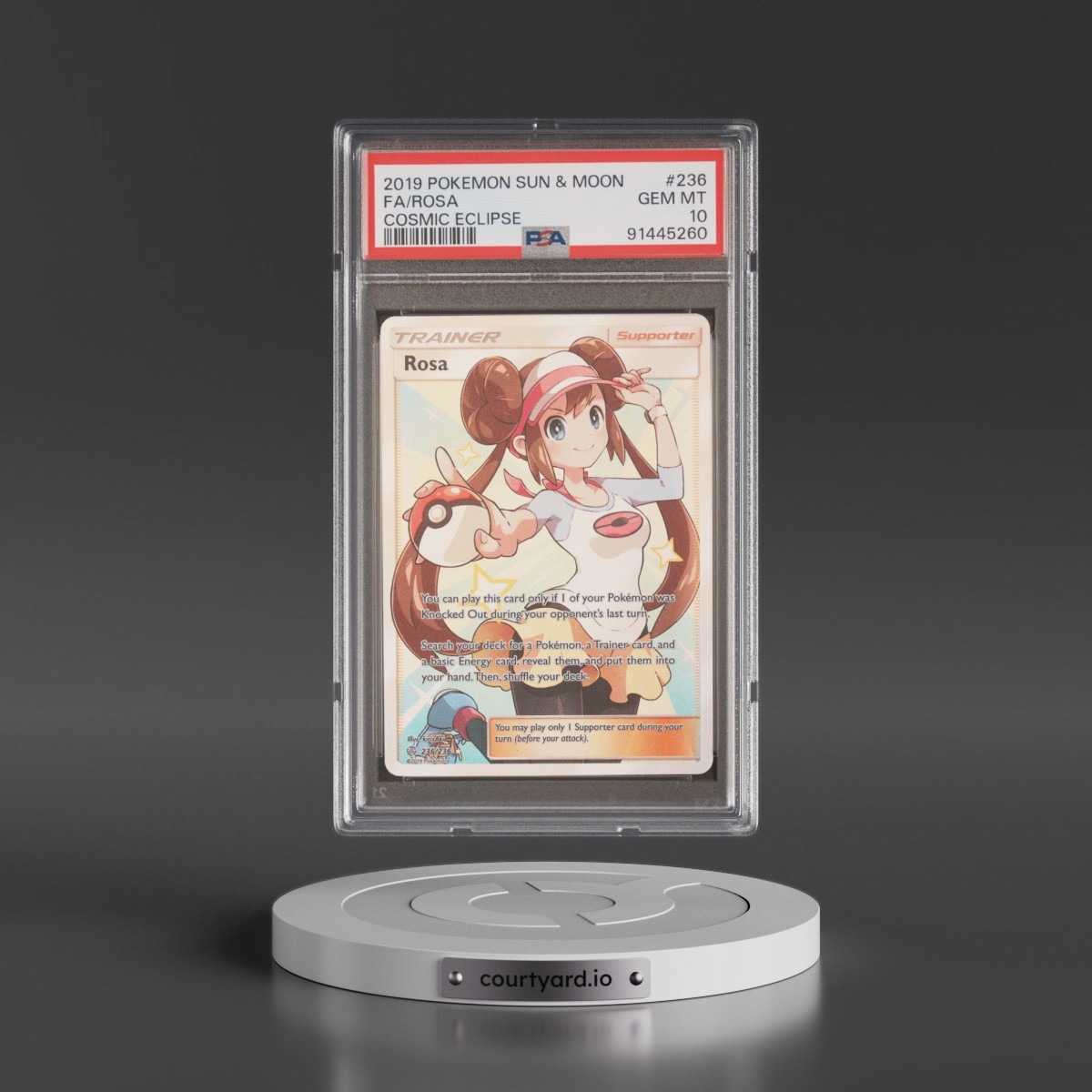 2019 Pokémon Sun & Moon Cosmic Eclipse #236 Rosa - Full Art (PSA 10 GEM MINT)