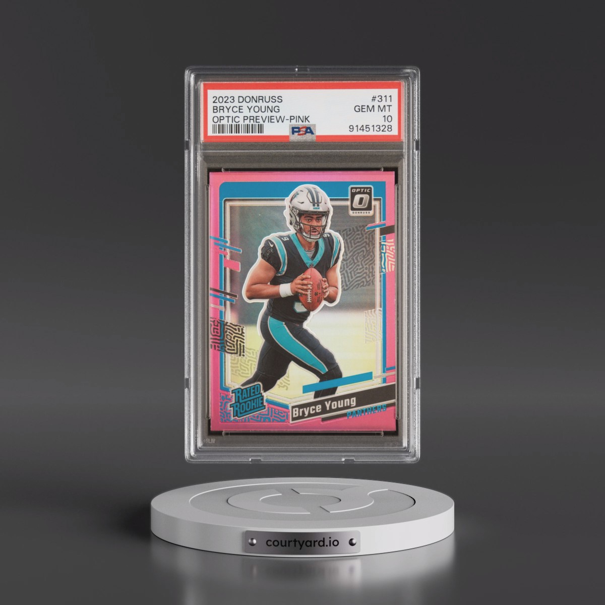 2023 Panini Donruss #311 Bryce Young - Optic Preview-Pink (PSA 10 GEM MINT)