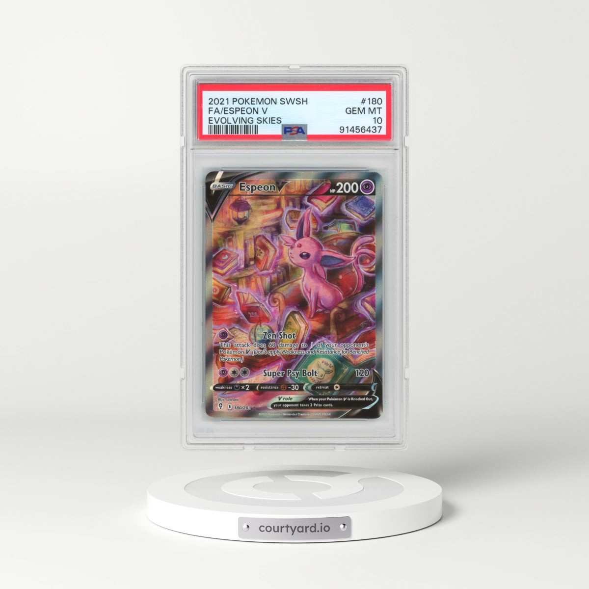 2021 Pokémon Sword & Shield Evolving Skies #180 Espeon V - Holo Full Art (PSA 10 GEM MINT)