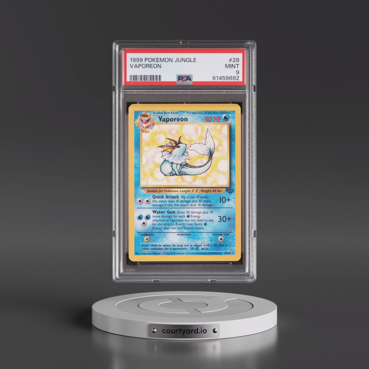 1999 Pokémon Jungle Vaporeon #28 PSA 9