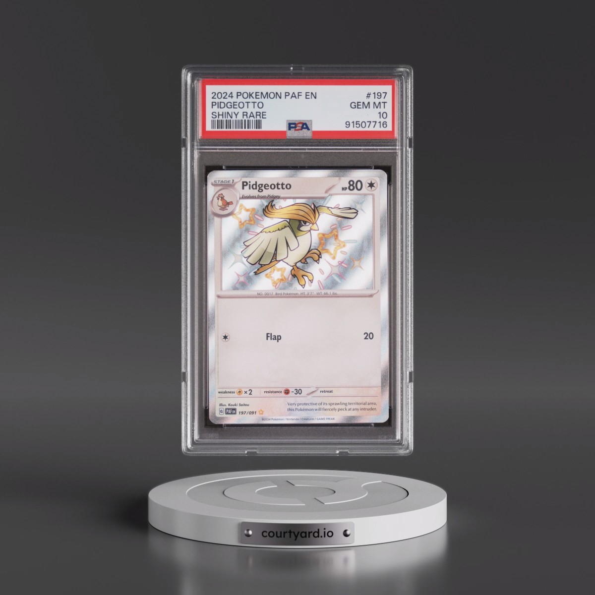 2024 Pokémon Paf EN-Paldean Fates #197 Pidgeotto - Shiny Rare (PSA 10 GEM MINT)