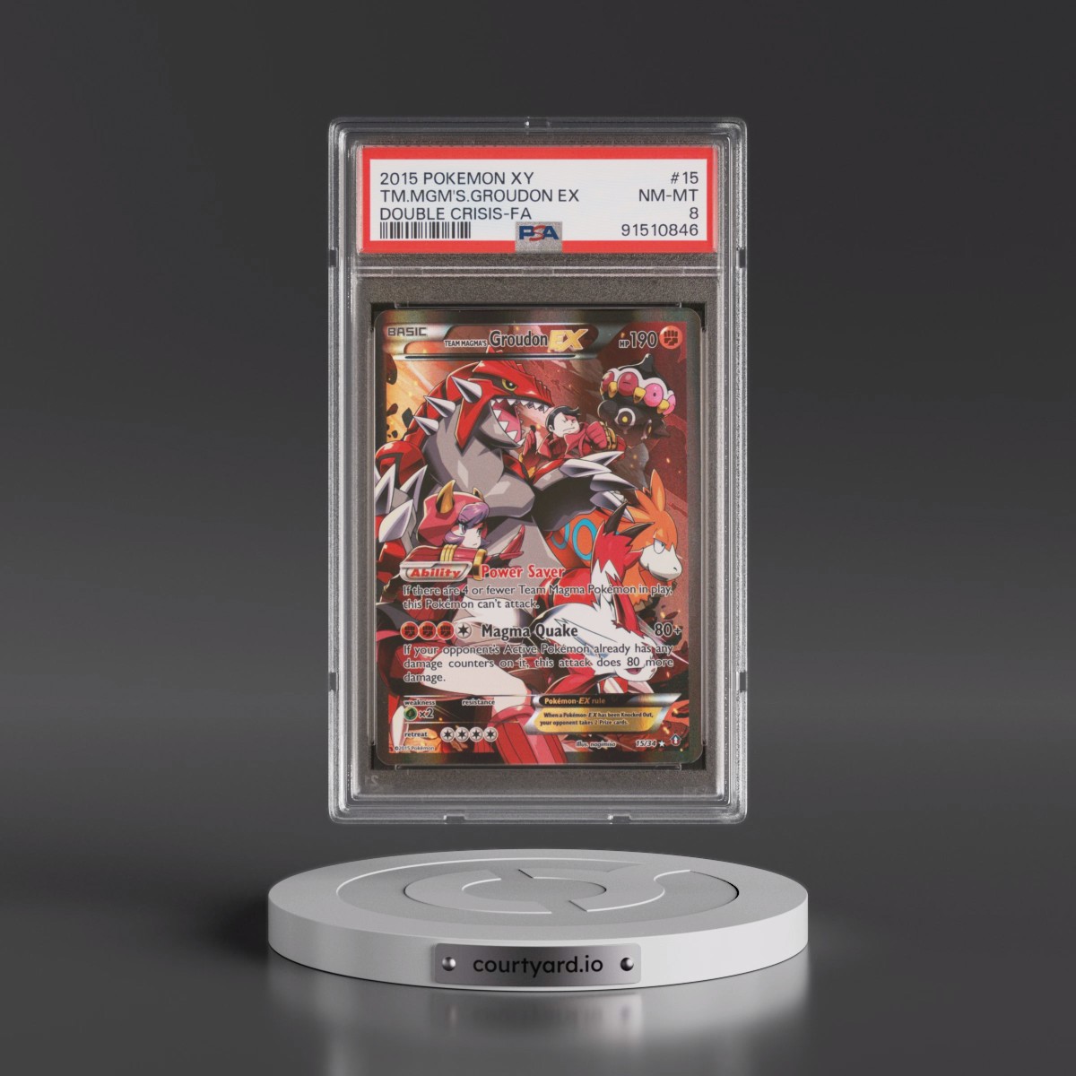 2015 Pokémon XY Double Crisis #15 Team Magma's Groudon EX - Holo Full Art (PSA 8 NM-MT)