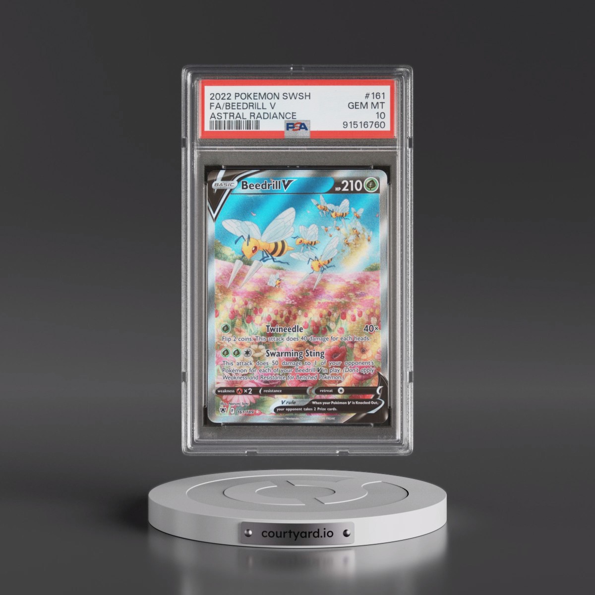 2022 Pokémon Sword & Shield Astral Radiance #161 Beedrill V - Holo Full Art (PSA 10 GEM MINT)
