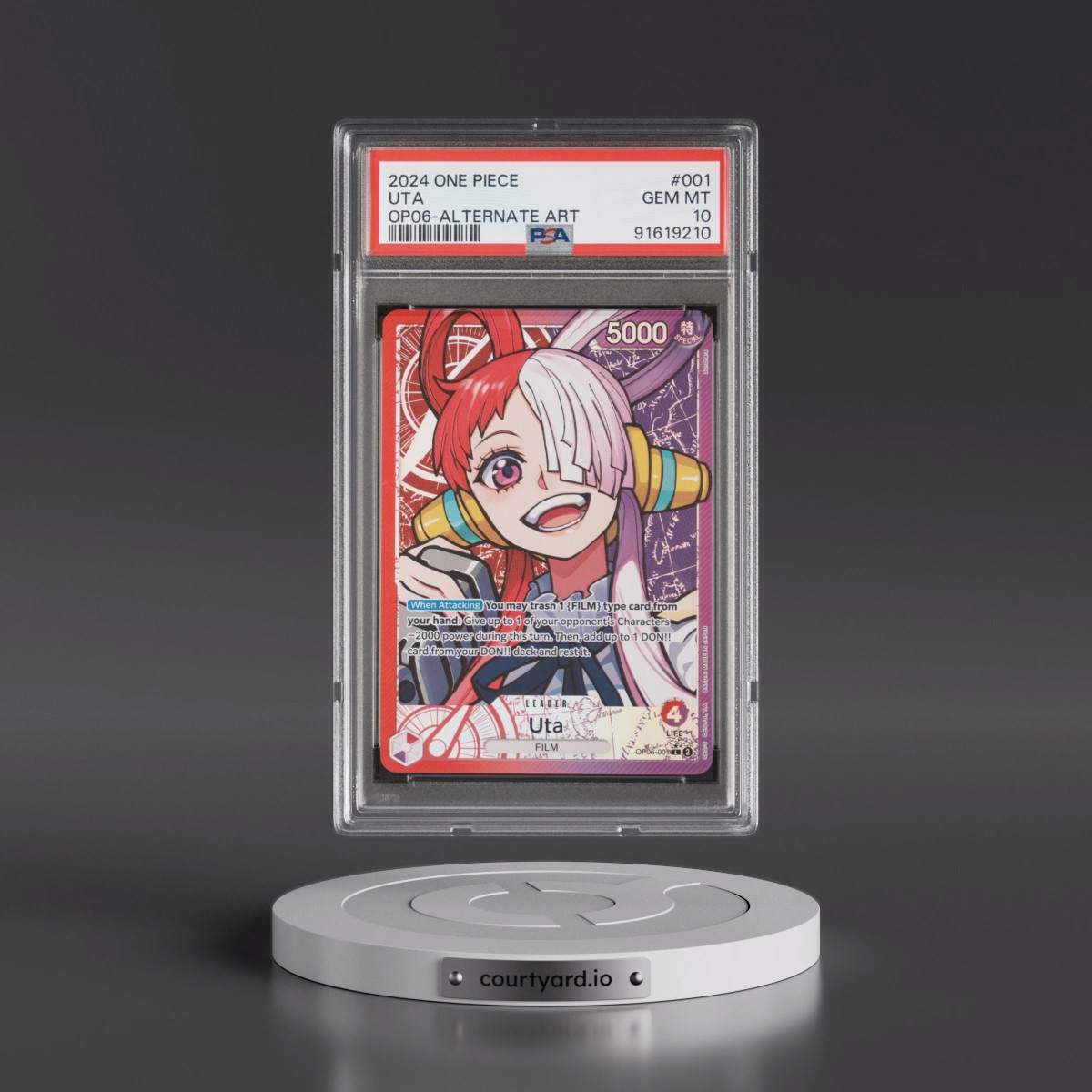 2024 One Piece OP06-Wings of the Captain #001 Uta - Alternate Art (PSA 10 GEM MINT)