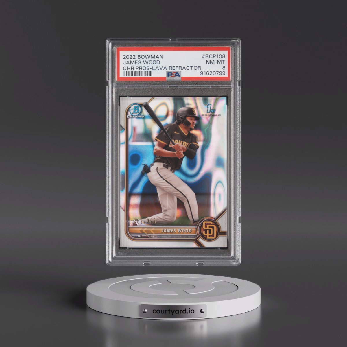 2022 Bowman Chrome Prospects James Wood - Lava Refractor #BCP108 PSA 8