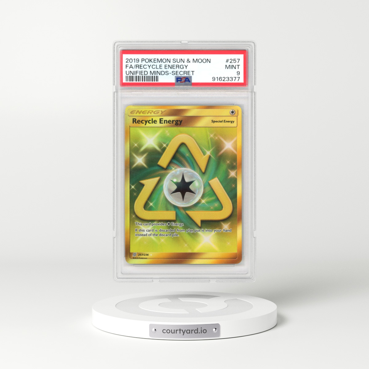 2019 Unified Minds #257 Recycle Energy - Secret Rare Holo (PSA 9 MINT)