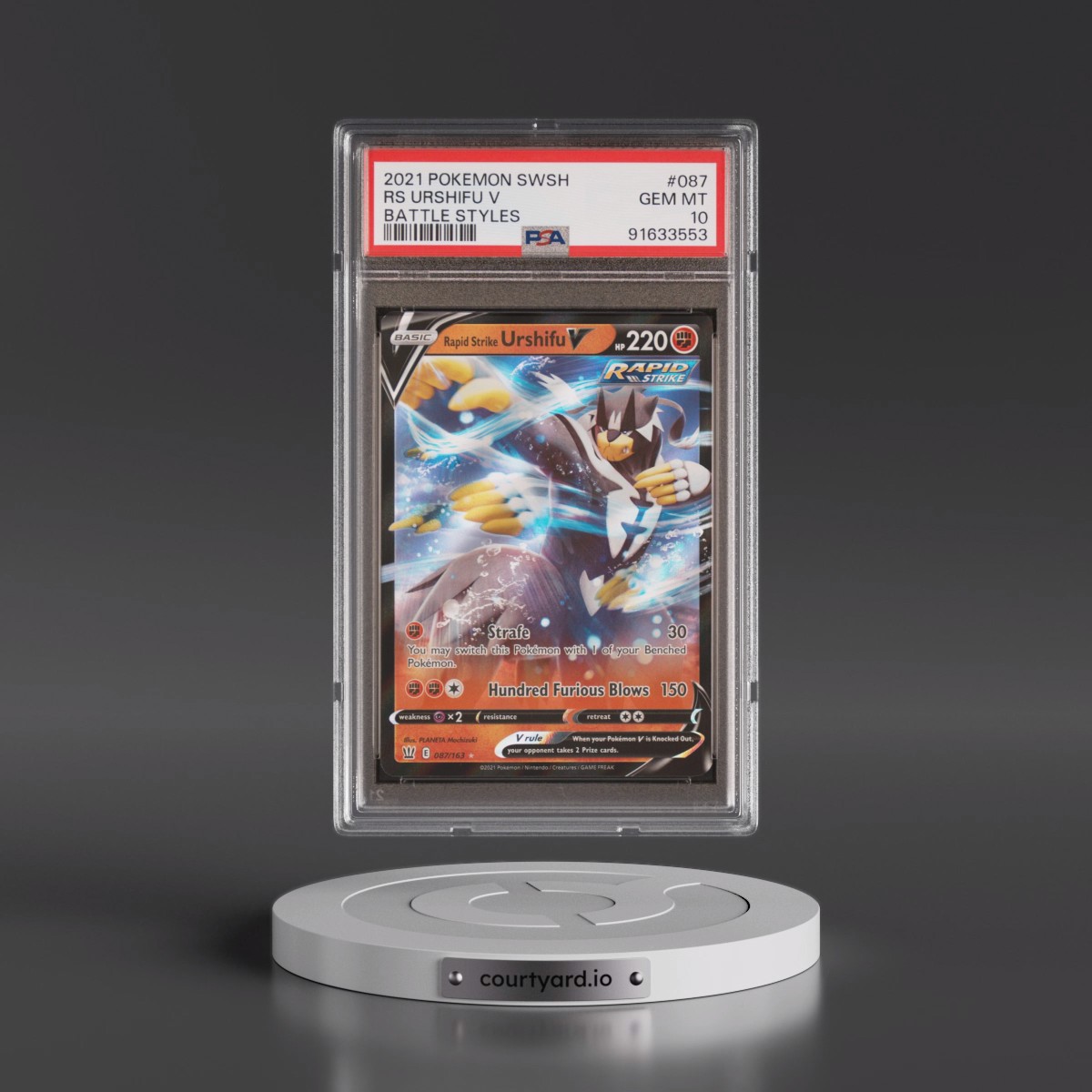 2021 Pokémon Sword & Shield Battle Styles #087 Rapid Strike Urshifu V - Holo (PSA 10 GEM MINT)