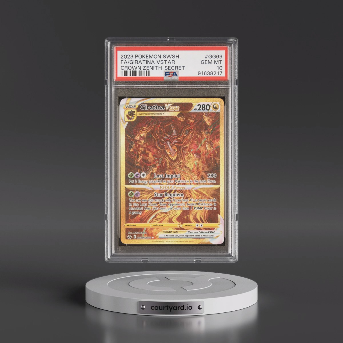 2023 Pokémon Sword and Shield Crown Zenith #GG69 Giratina Vstar - Full Art Secret (PSA 10 GEM MINT)