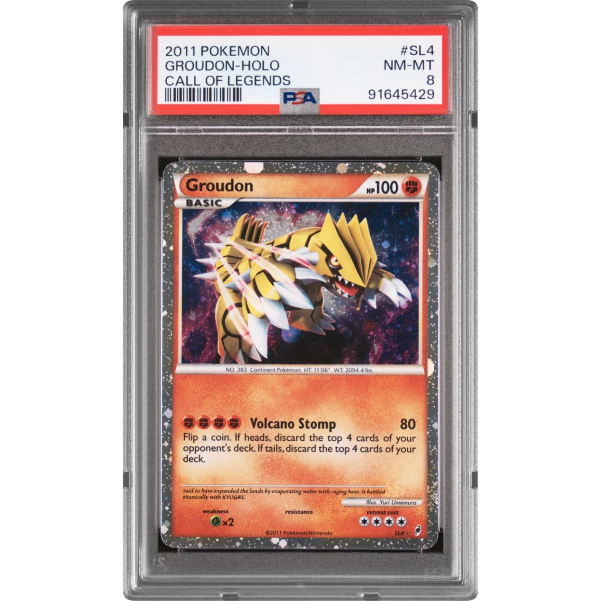 2011 Pokémon Call of Legends #SL4 Groudon - Holo, PSA 8
