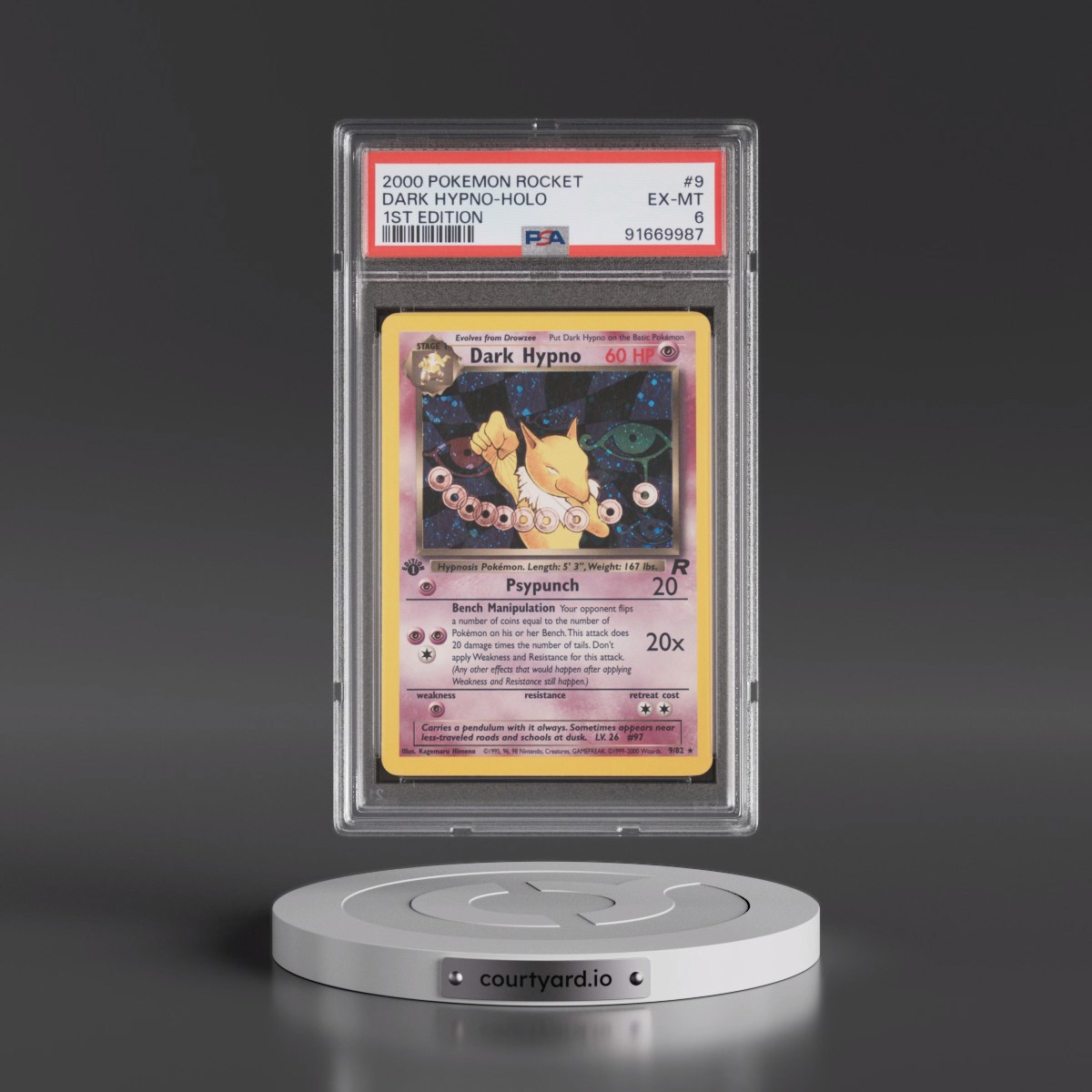 2000 Pokémon Rocket #9 Dark Hypno - 1st Edition Holo (PSA 6 EX-MT)