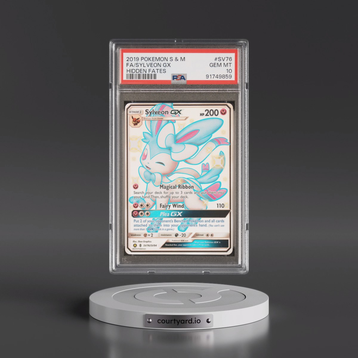 2019 Pokémon Sun & Moon Hidden Fates #SV76 Sylveon GX - Holo Full Art (PSA 10 GEM MINT)