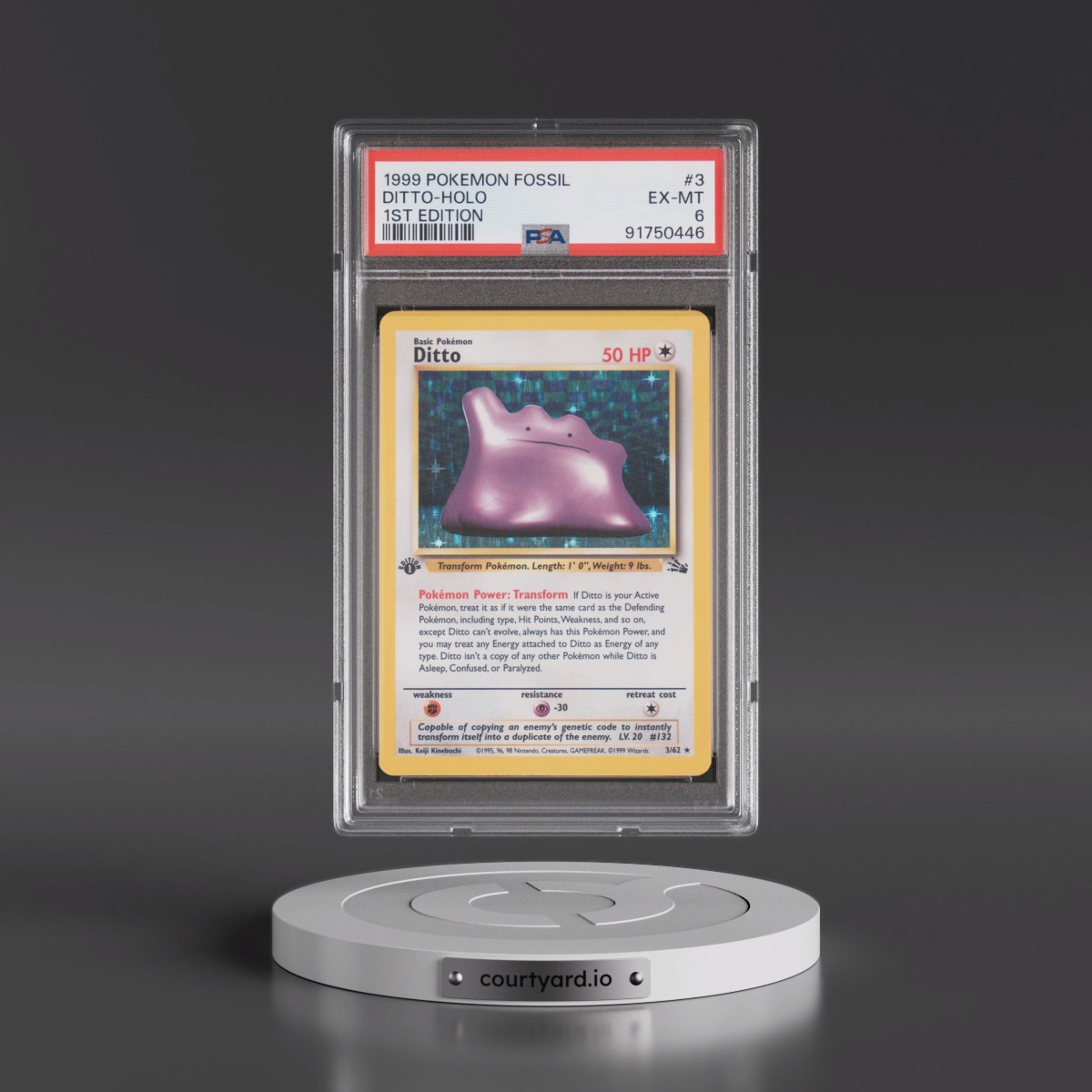 1999 Pokémon Fossil #3 Ditto - 1st Edition Holo (PSA 6 EX-MT)