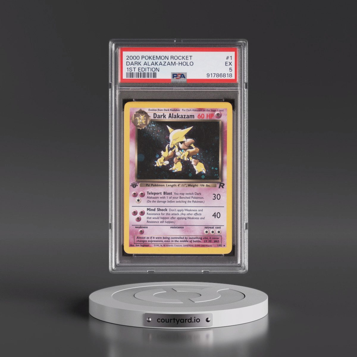 2000 Pokémon Rocket #1 Dark Alakazam - 1st Edition Holo (PSA 5 EX)