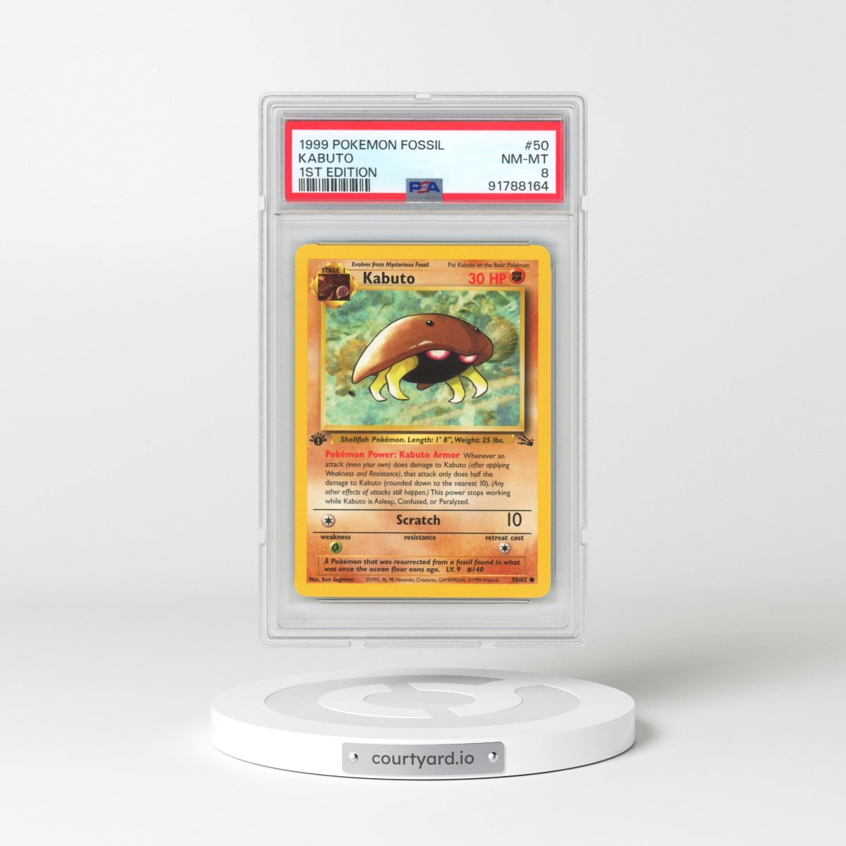 1999 Pokémon Fossil #50 Kabuto - 1st Edition (PSA 8 NM-MT)