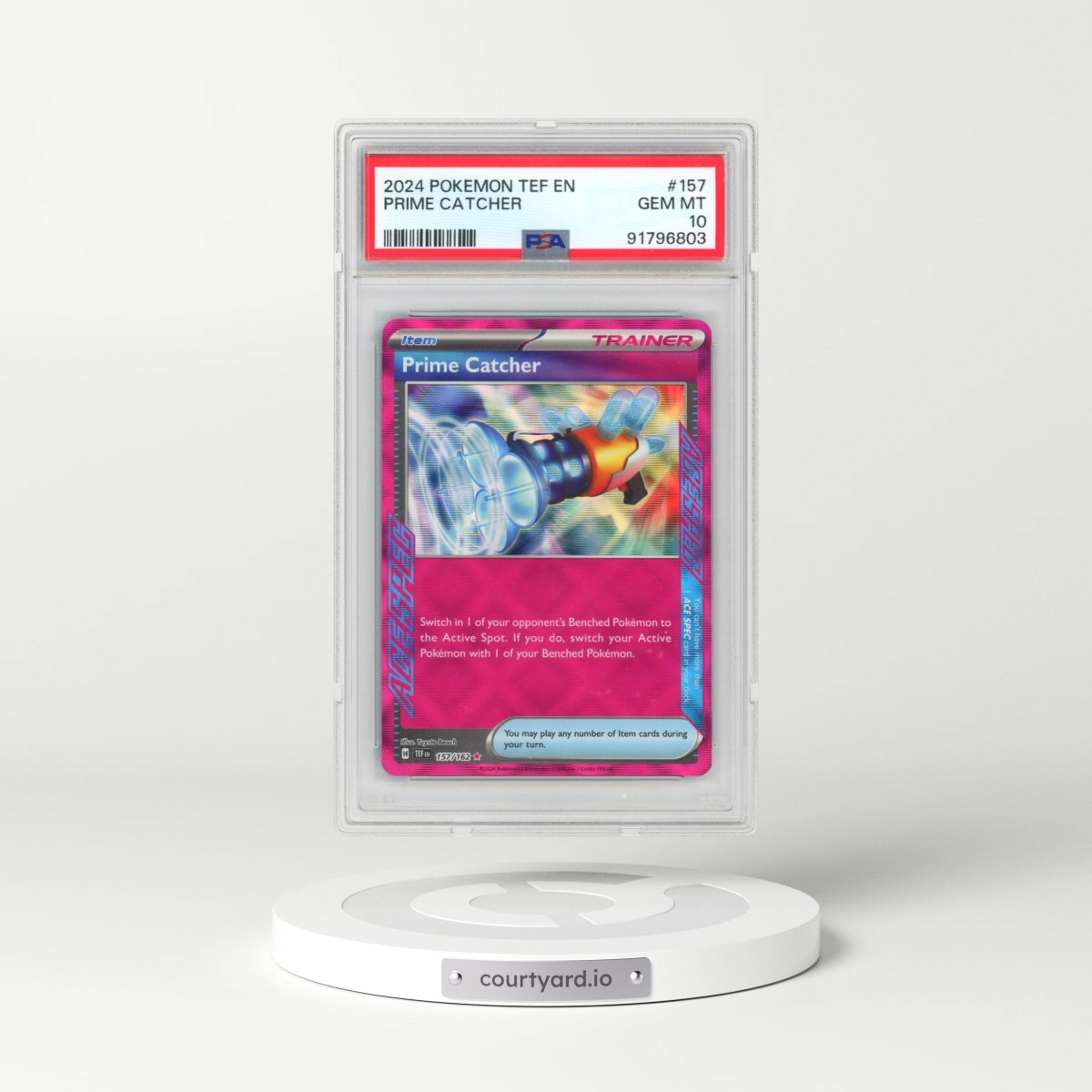 2024 Pokémon Tef EN-Temporal Forces #157 Prime Catcher (PSA 10 GEM MINT)