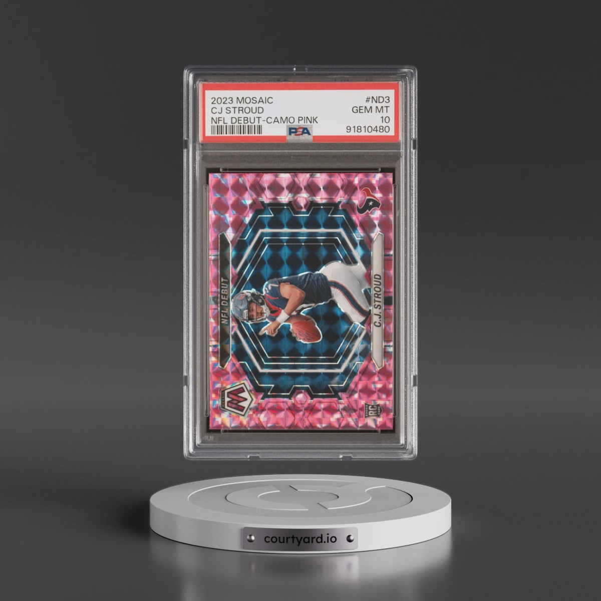 2023 Panini Mosaic NFL Debut #ND3 CJ Stroud - Camo Pink (PSA 10 GEM MINT)