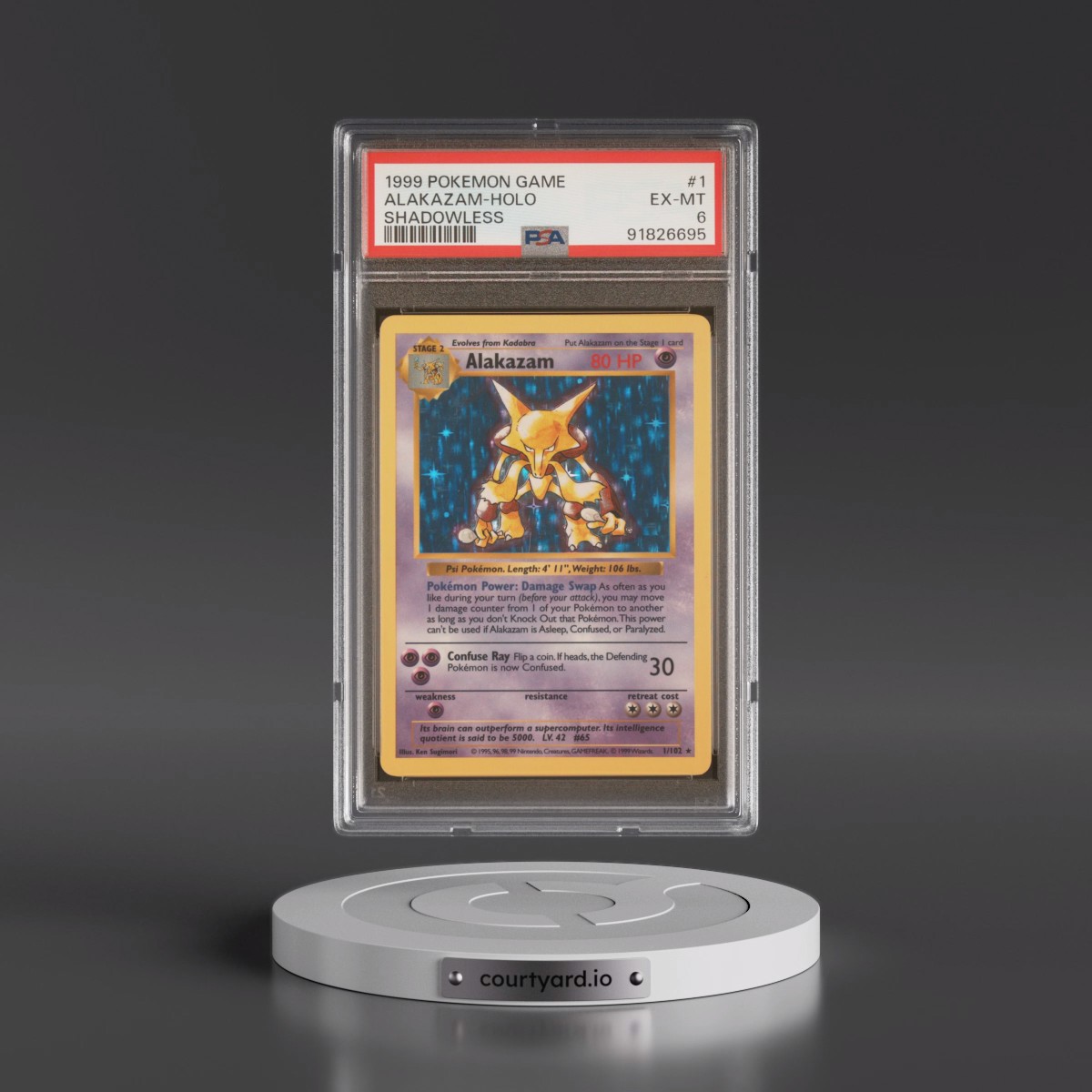 1999 Pokémon Game #1 Alakazam - Holo Shadowless (PSA 6 EX-MT)