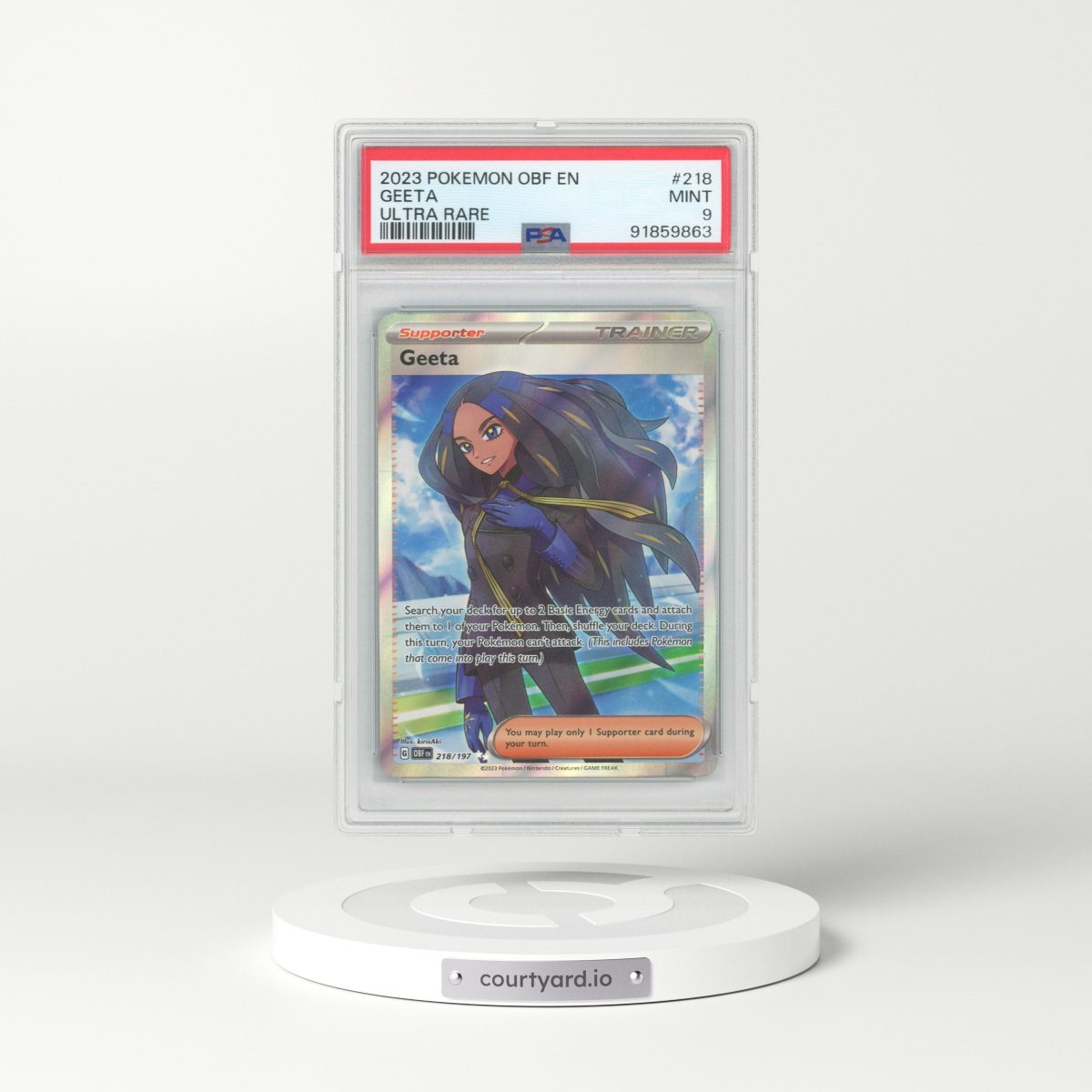 2023 Obsidian Flames #218 Geeta - Full Art Holo (PSA 9 MINT)