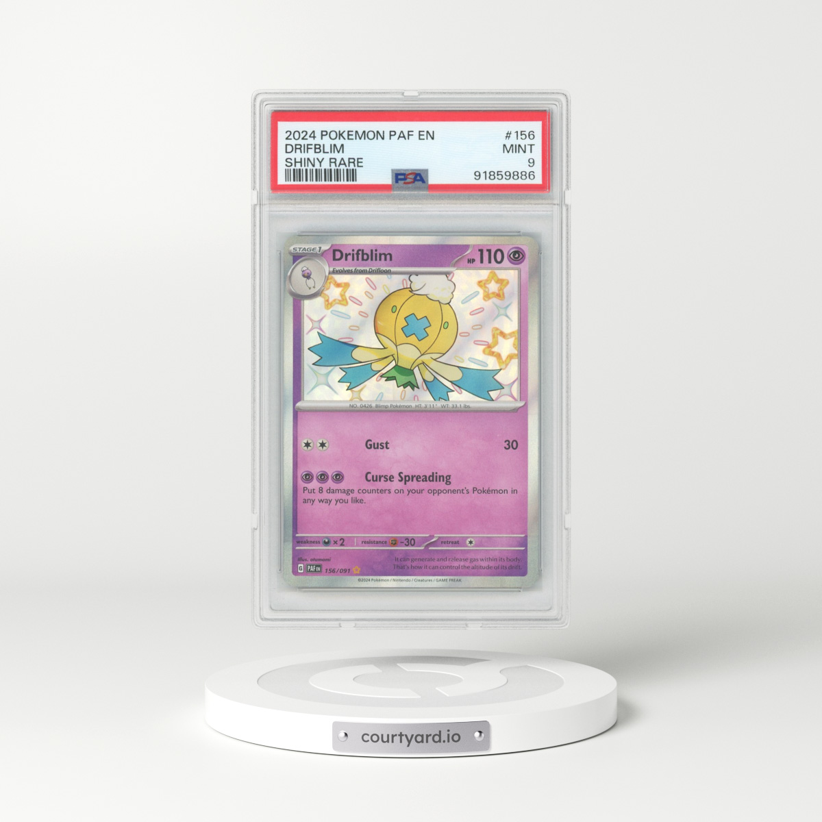 2024 Paldean Fates #156 Drifblim - Holo (PSA 9 MINT)