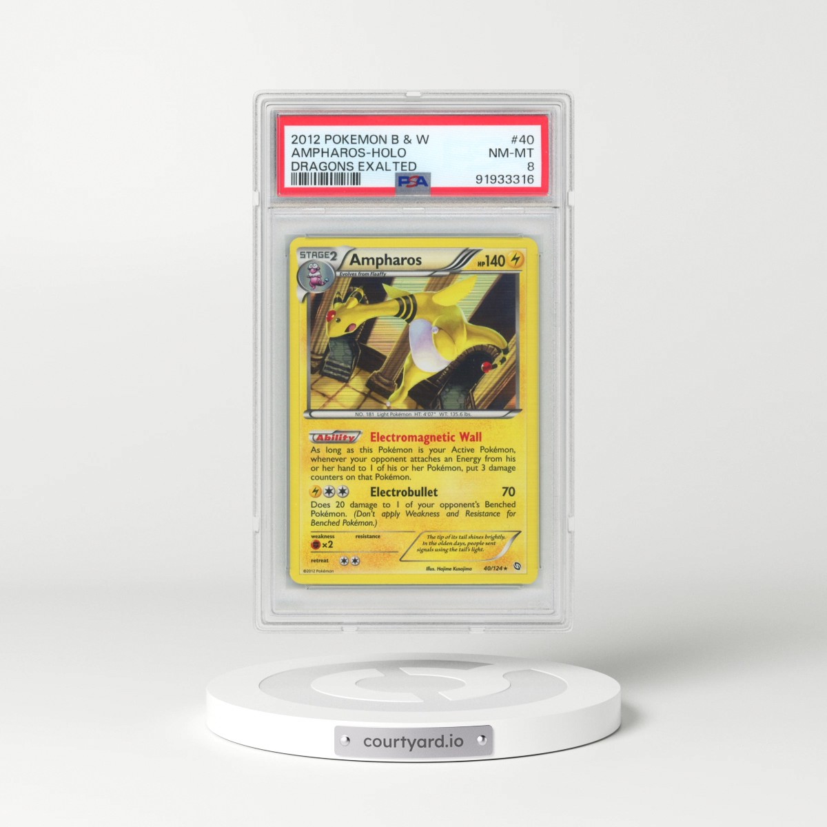 2012 Pokémon Black & White Dragons Exalted #40 Ampharos - Holo (PSA 8 NM-MT)