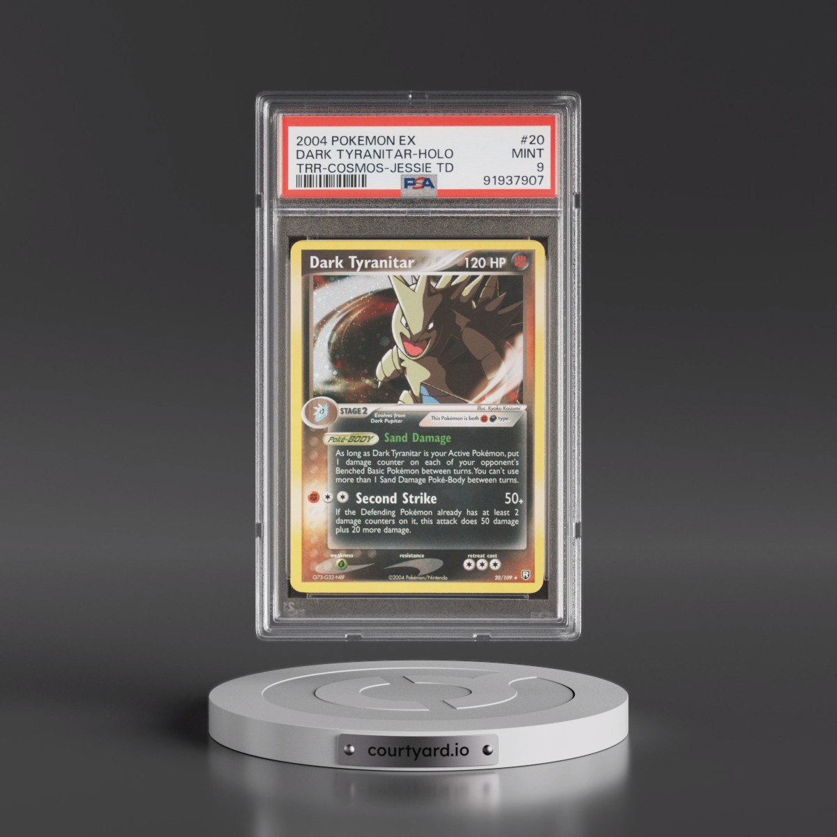 2004 Pokémon EX Team Rocket Returns #20 Dark Tyranitar - Holo Cosmos-Jessie Theme Deck (PSA 9 MINT)