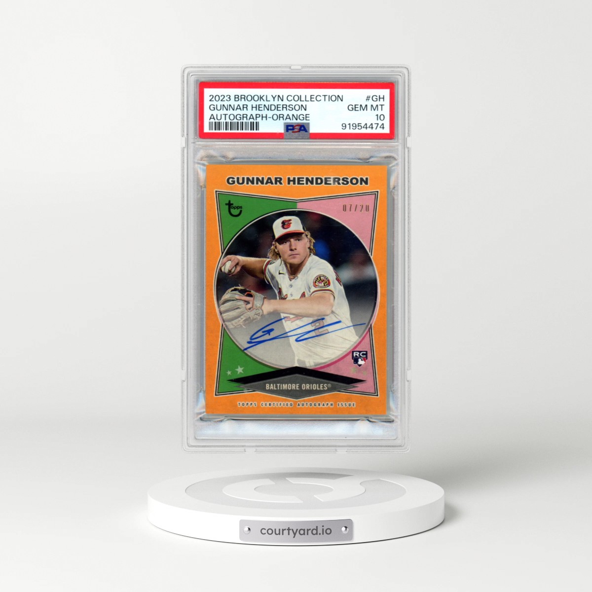 2023 Topps Brooklyn Collection Autograph #GH Gunnar Henderson - Orange (PSA 10 GEM MINT)