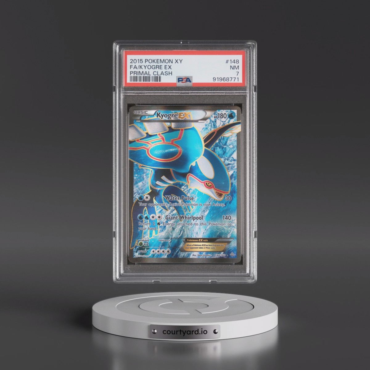 2015 Pokémon XY Primal Clash #148 Kyogre EX - Holo Full Art (PSA 7 NM)