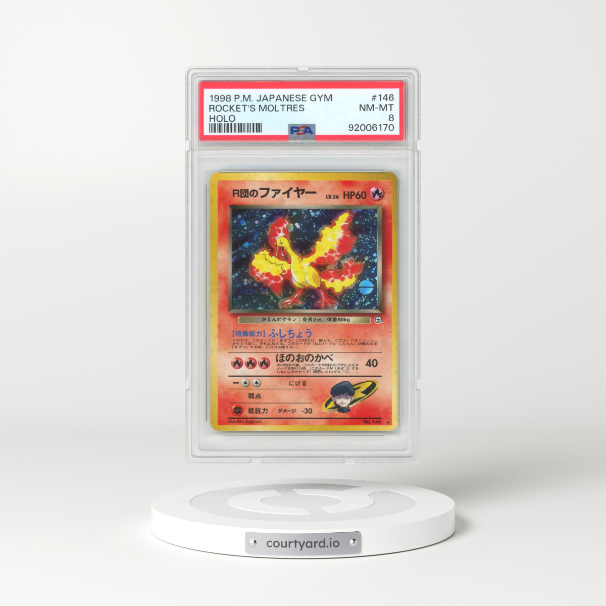 1998 Japanese Gym #146 Rocket's Moltres - Holo (PSA 8 NM-MT)