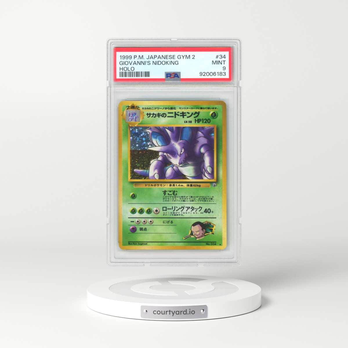 1999 Japanese Gym 2 #34 Giovanni's Nidoking - Holo (PSA 9 MINT)