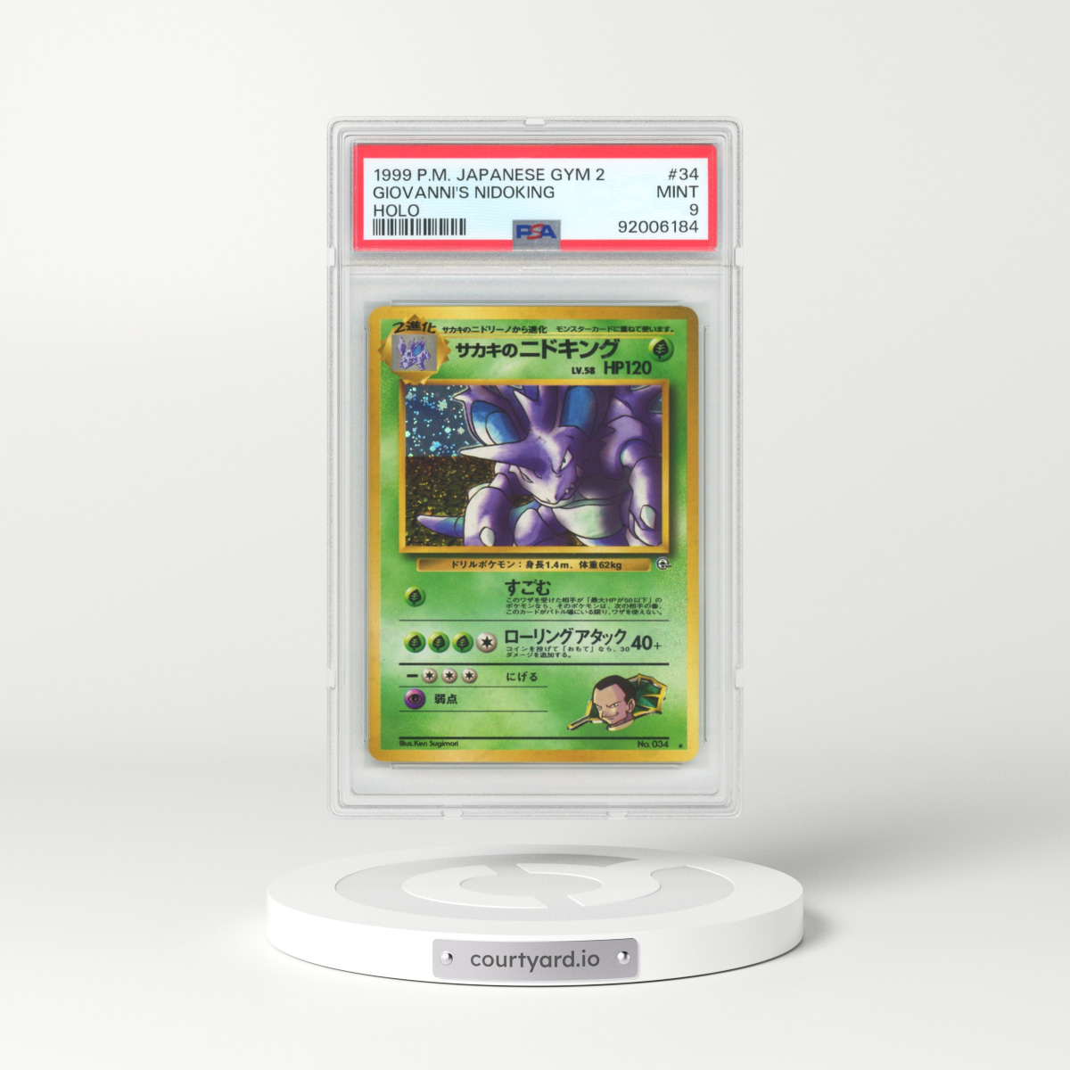 1999 Japanese Gym 2 #34 Giovanni's Nidoking - Holo (PSA 9 MINT)