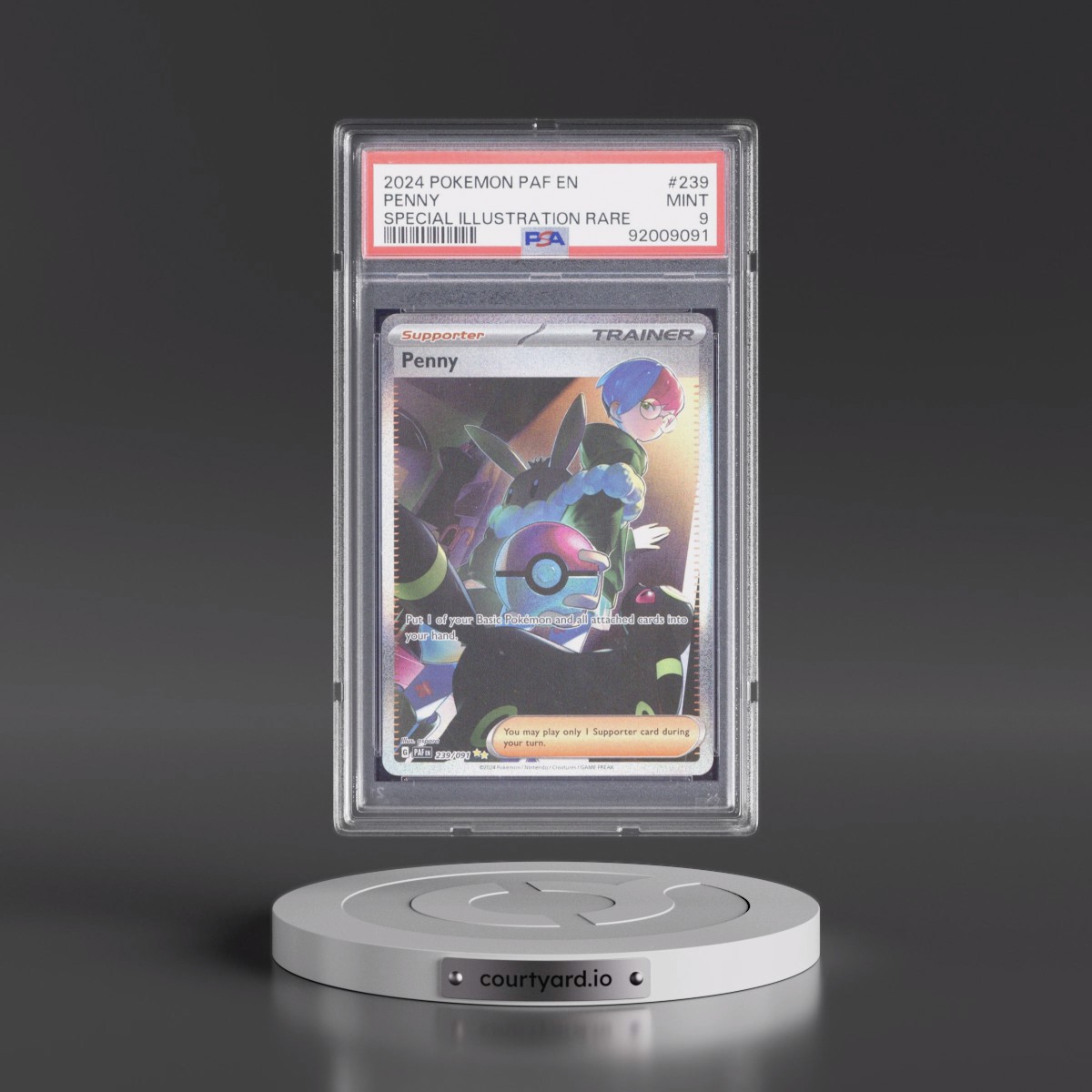 2024 Pokémon Paf EN-Paldean Fates #239 Penny - Special Illustration Rare (PSA 9 MINT)