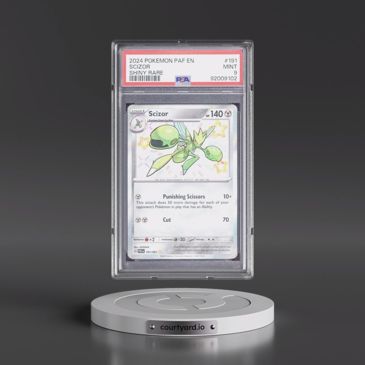 2024 Pokémon Paf EN-Paldean Fates #191 Scizor - Shiny Rare (PSA 9 MINT)