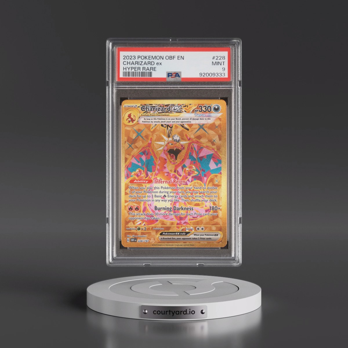 2023 Pokémon Obf EN-Obsidian Flames #228 Charizard EX - Holo Hyper Rare (PSA 9 MINT)