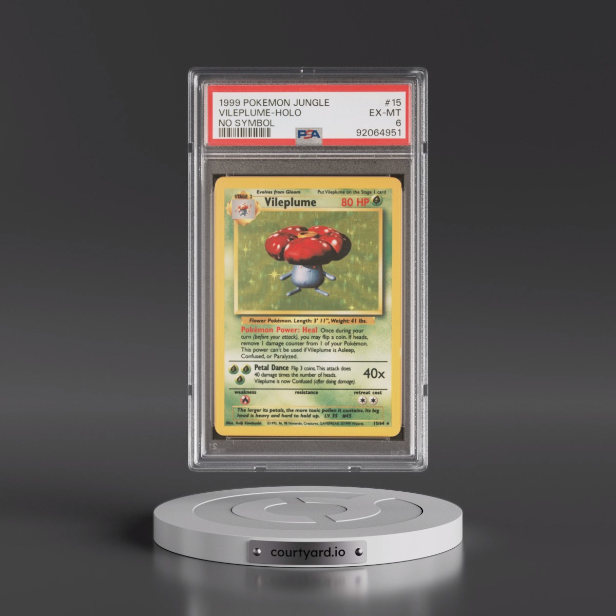1999 Pokémon Jungle #15 Vileplume - Holo No Symbol (PSA 6 EX-MT)